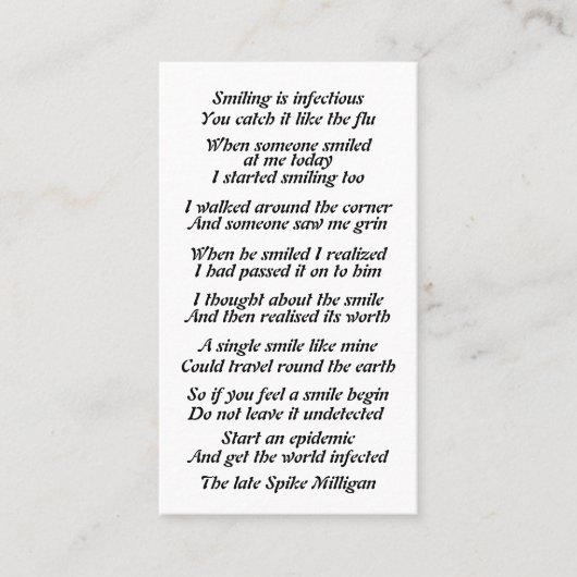 粋な詩 コーリングカード (正面)