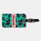 粋な象の花のいかりのハートのモノグラム ラゲッジタグ (正面横)