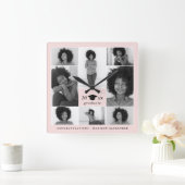 粋な赤面の卒業の帽子の写真のコラージュ スクエア壁時計 (ホーム)