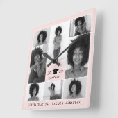粋な赤面の卒業の帽子の写真のコラージュ スクエア壁時計 (傾斜)