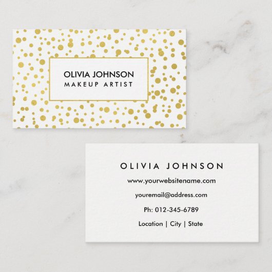 粋な金ゴールドのきらめくのメーキャップアーティストの名刺 名刺 (正面/裏面)