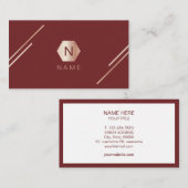 粋な金ゴールドのばら色のバーガンディのモノグラムの名刺 名刺 (正面/裏面)