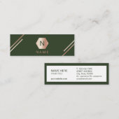 粋な金ゴールドのばら色のモノグラムの緑の小型名刺 スキニー名刺 (正面/裏面)