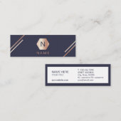 粋な金ゴールドのばら色のモノグラム海軍小型名刺 スキニー名刺 (正面/裏面)