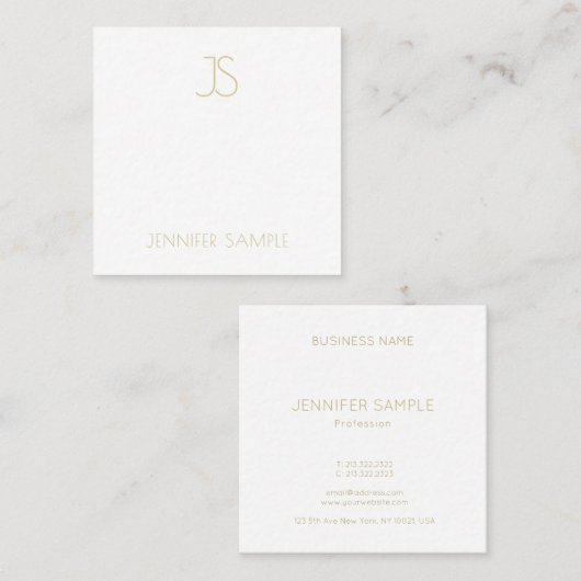 粋な金ゴールドのモノグラムのでモダンでシンプルで明白な豪華 スクエア名刺 (正面/裏面)