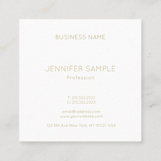 粋な金ゴールドのモノグラムのでモダンでシンプルで明白な豪華 スクエア名刺 (裏面)