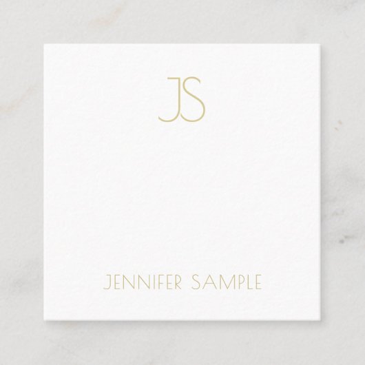 粋な金ゴールドのモノグラムのでモダンでシンプルで明白な豪華 スクエア名刺 (正面)