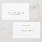 粋な金ゴールドの白く滑らかでモダンでスタイリッシュな平野 名刺 (正面/裏面)