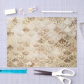 粋な金ゴールドの赤面のグラデーションなグリッターの人魚の魚スケール 薄葉紙 (クラフト)