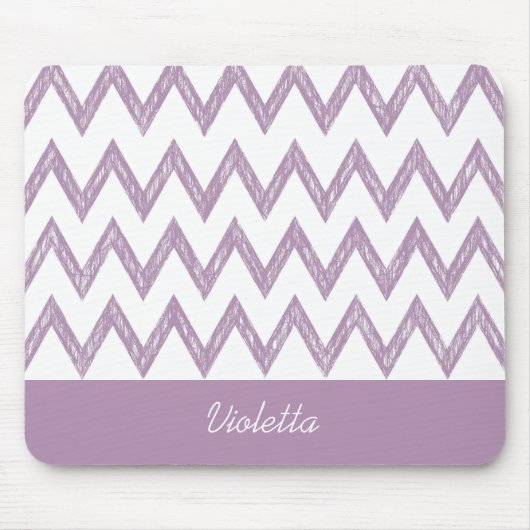 粋な鉛筆の名前の紫色のシェブロンのジグザグ形 マウスパッド (正面)