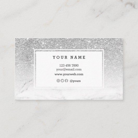 粋な銀製のグリッターの大理石の名刺 名刺 (裏面)