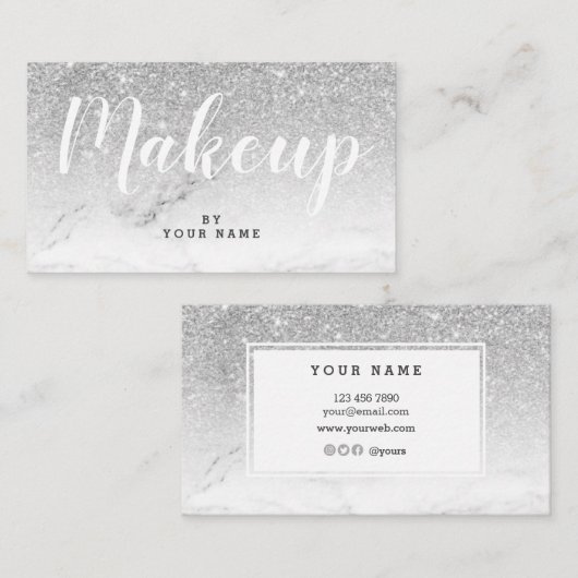 粋な銀製のグリッターの大理石の名刺 名刺 (正面/裏面)