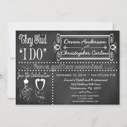粋な黒板の招待状を結婚した後 招待状 (正面)