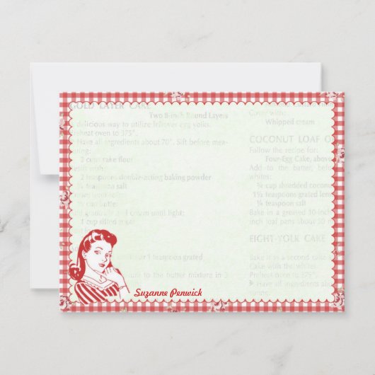 粋な50年代のPosie Galのパーソナライズで平らなメッセージカード ノートカード (正面)