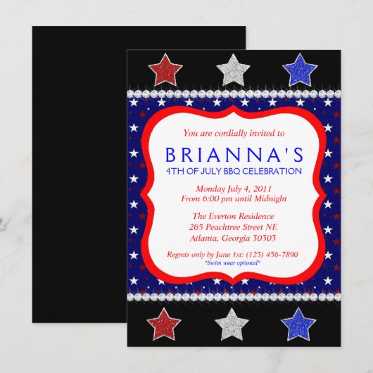 粋な7月4日の招待 招待状 (正面/裏面)