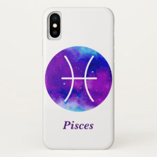 粋な(占星術の)十二宮図の印の魚類の紫色の星雲 iPhone X ケース