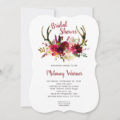 粋なBohoバーガンディの花のブライダルシャワーの招待 招待状 (正面)