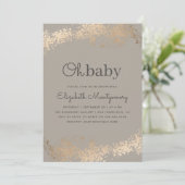 粋なGreige及び金ゴールド塵のOhベビーシャワー 招待状 (スタンド正面)