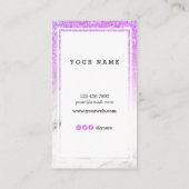 粋なPurpleGlitterの大理石の縦の名刺 名刺 (裏面)