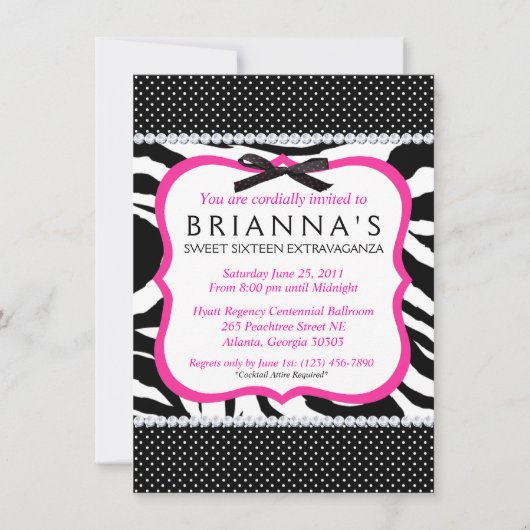 粋なSweet sixteenの招待 招待状 (正面)