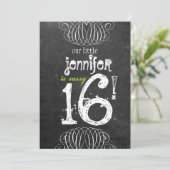 粋なSweet sixteenの黒板の招待状 招待状 (スタンド正面)