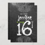 粋なSweet sixteenの黒板の招待状 招待状 (正面/裏面)