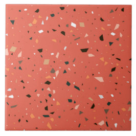 粒状の赤いテラゾテクスチャのシームレスなパターン タイル