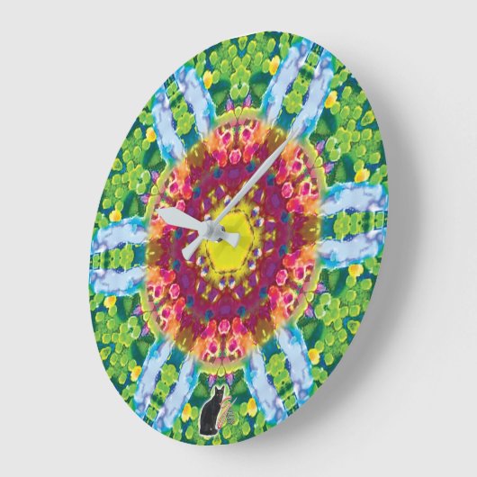 粒状万華鏡のように千変万化するパターン ラージ壁時計 (傾斜)