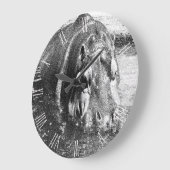 粒状白黒ヒッポアート、ポケットウォールクロック ラージ壁時計 (傾斜)