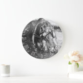 粒状白黒ヒッポアート、ポケットウォールクロック ラージ壁時計 (ホーム)