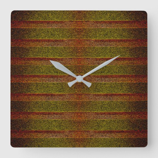 粗いエンボスとシェーストライプド付き、緑がかった赤 スクエア壁時計 (正面)