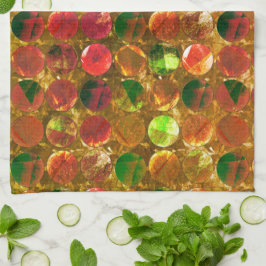 粗いオレンジ色のテクスチャの円 キッチンタオル