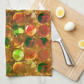 粗いオレンジ色のテクスチャの円 キッチンタオル (四つ折り)