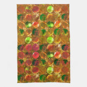 粗いオレンジ色のテクスチャの円 キッチンタオル (縦)