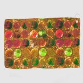 粗いオレンジ色のテクスチャの円 ゴルフタオル (横)