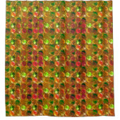 粗いオレンジ色のテクスチャの円 シャワーカーテン (正面)