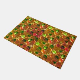 粗いオレンジ色のテクスチャの円 ドアマット