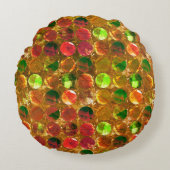 粗いオレンジ色のテクスチャの円 ラウンドクッション (正面)