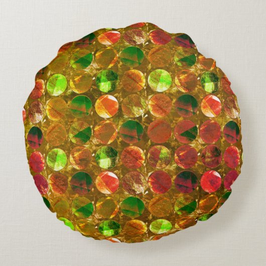 粗いオレンジ色のテクスチャの円 ラウンドクッション (裏面)