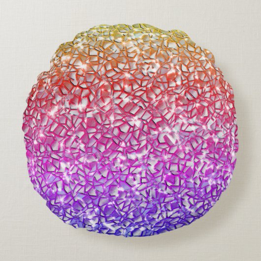 粗いオレンジ色のモザイク層から薄紫と輝き ラウンドクッション (正面)