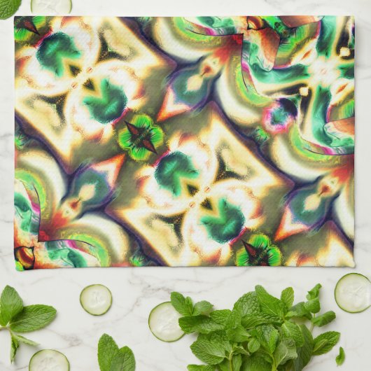 粗いガラススタイルで緑と色のラポート キッチンタオル (折り畳み)