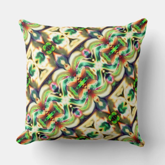 粗いガラススタイルで緑と色のラポート クッション (正面)