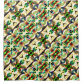 粗いガラススタイルで緑と色のラポート シャワーカーテン (正面)