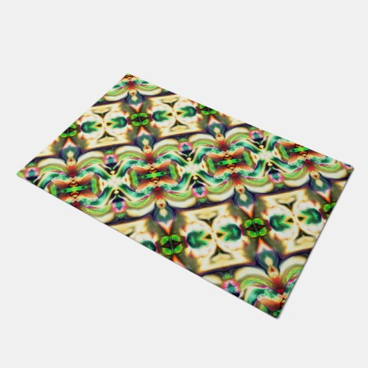 粗いガラススタイルで緑と色のラポート ドアマット (アングル)