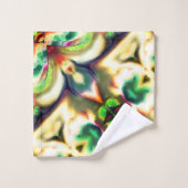 粗いガラススタイルで緑と色のラポート バスタオルセット (ウォッシュタオル)