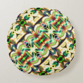 粗いガラススタイルで緑と色のラポート ラウンドクッション (正面)