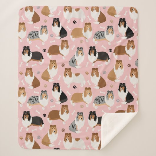 粗いコリーの前足とボーンズのシェルパ毛布 シェルパブランケット (正面)