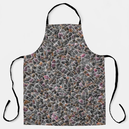粗いサーモンと灰色の不規則なモザイクの散らかった エプロン (正面)