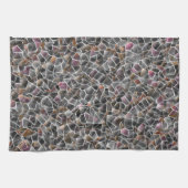 粗いサーモンと灰色の不規則なモザイクの散らかった キッチンタオル (横)