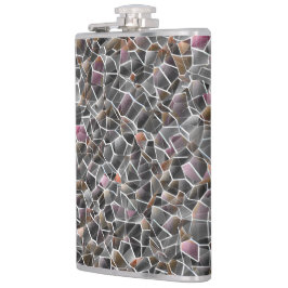 粗いサーモンと灰色の不規則なモザイクの散らかった フラスク